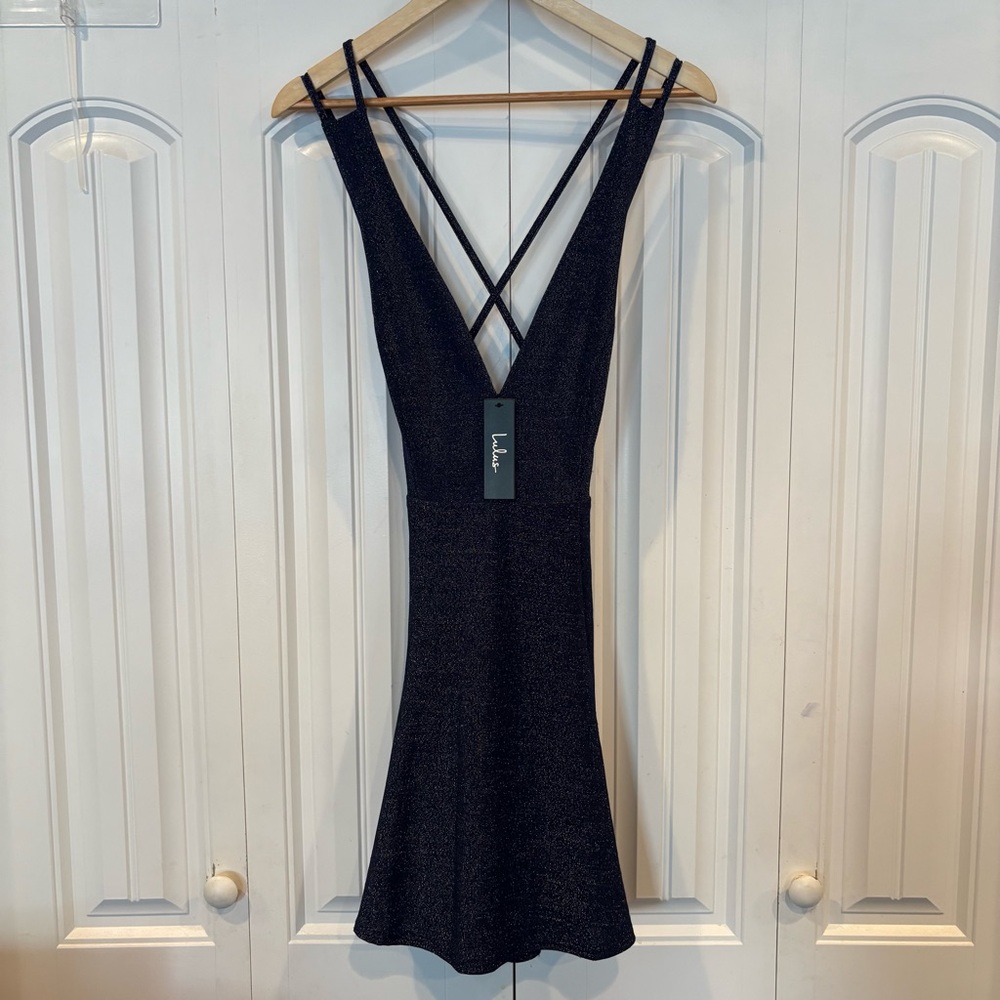 Lulus Blue Metallic Dress Size Medium